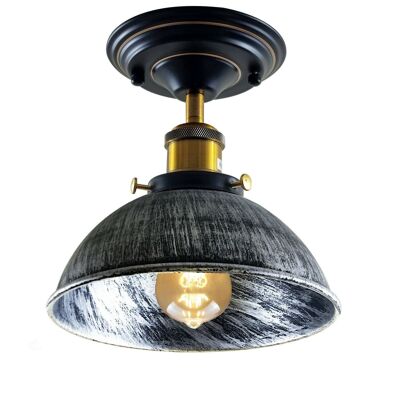 Vintage Pendant Ceiling Lights Industrial Flush Mount Dome Lamp Shade~1234 - Brushed Silver - Yes