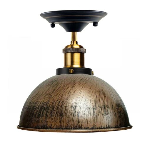 Vintage Pendant Ceiling Lights Industrial Flush Mount Dome Lamp Shade~1234 - Brushed Copper - No