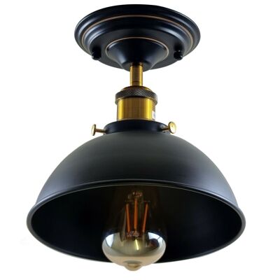 Vintage Pendant Ceiling Lights Industrial Flush Mount Dome Lamp Shade~1234 - Black - Yes