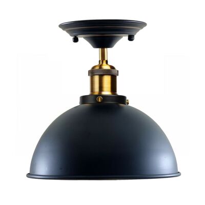 Vintage Pendant Ceiling Lights Industrial Flush Mount Dome Lamp Shade~1234 - Black - No