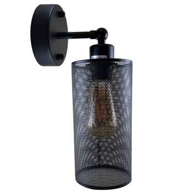 Lámpara de pared retro industrial vintage moderna Aplique negro con lámpara de jaula de barril Luz de accesorio UK ~ 1237 - Con bombilla - Patrón 4