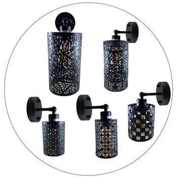 Moderne Vintage Industriel Rétro Applique Murale Noir Applique Avec Barrel Cage Lampe Luminaire UK ~ 1237 - Avec Ampoule - Modèle 4 2