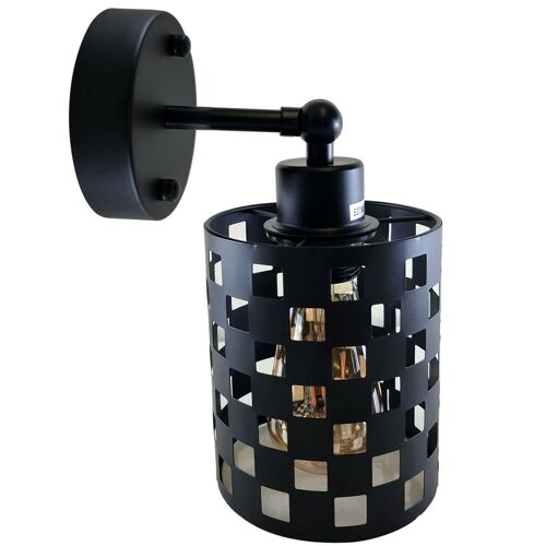 Modern Vintage Industrial Retro Wall Mounted Light Black Sconce with Barrel Cage Lamp Fixture Light UK~1237 - Without Bulb - Pattern 3