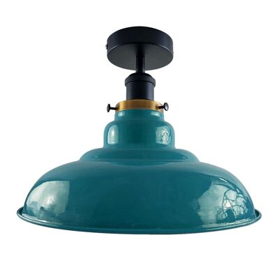Modern Vintage Industrial Flush Mount Ceiling Light Metal Shape Shade Indoor Light Fitting For Bed room, Kitchen, Living room and Dining room~1238 - Without Bulb - Blue