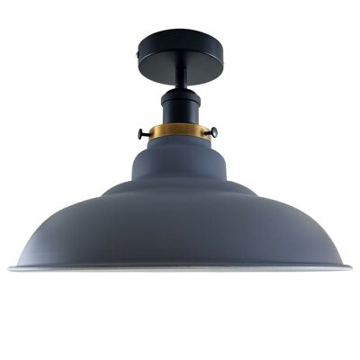 Modern Vintage Industrial Flush Mount Ceiling Light Metal Shape Shade Indoor Light Fitting For Bed room, Kitchen, Living room and Dining room~1238 - Without Bulb - Grey