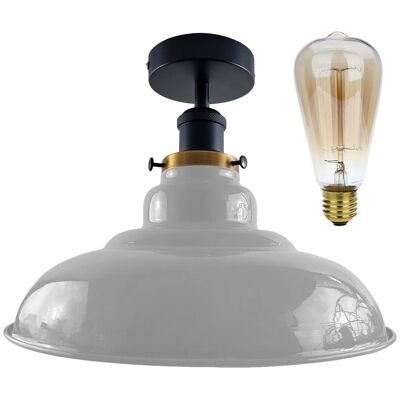 Modern Vintage Industrial Flush Mount Ceiling Light Metal Shape Shade Indoor Light Fitting For Bed room, Kitchen, Living room and Dining room~1238 - With Bulb - White