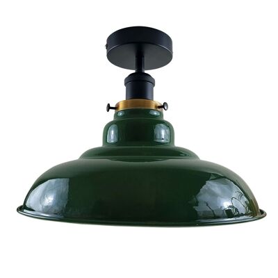 Modern Vintage Industrial Flush Mount Ceiling Light Metal Shape Shade Indoor Light Fitting For Bed room, Kitchen, Living room and Dining room~1238 - Without Bulb - Green