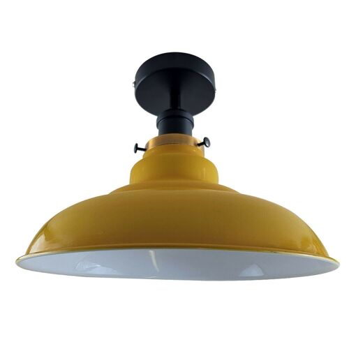 Modern Vintage Industrial Flush Mount Ceiling Light Metal Shape Shade Indoor Light Fitting For Bed room, Kitchen, Living room and Dining room~1238 - Without Bulb - Yellow