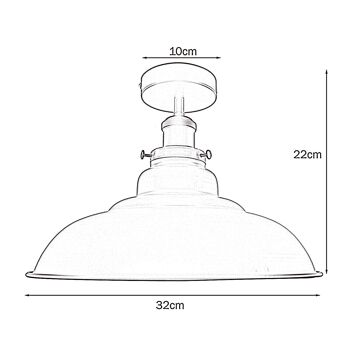 Plafonnier industriel vintage moderne à encastrer en métal avec abat-jour en forme de métal pour chambre à coucher, cuisine, salon et salle à manger ~ 1238 - Sans ampoule - Jaune 3