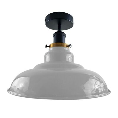 Modern Vintage Industrial Flush Mount Ceiling Light Metal Shape Shade Indoor Light Fitting For Bed room, Kitchen, Living room and Dining room~1238 - Without Bulb - White
