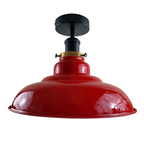Modern Vintage Industrial Flush Mount Ceiling Light Metal Shape Shade Indoor Light Fitting For Bed room, Kitchen, Living room and Dining room~1238 - Without Bulb - Red