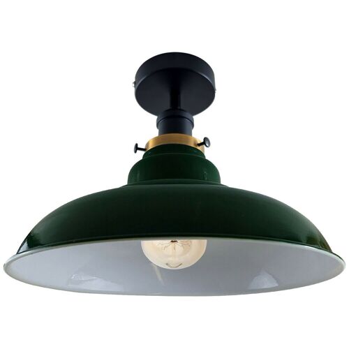 Modern Vintage Industrial Flush Mount Ceiling Light Metal Shape Shade Indoor Light Fitting For Bed room, Kitchen, Living room and Dining room~1238 - With Bulb - Green