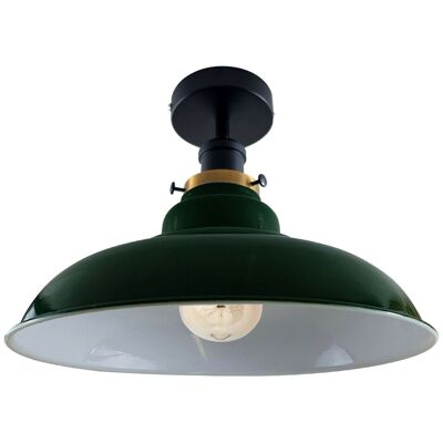 Lampada da soffitto industriale moderna vintage da incasso a forma di metallo con paralume per interni per camera da letto, cucina, soggiorno e sala da pranzo ~ 1238 - con lampadina - verde