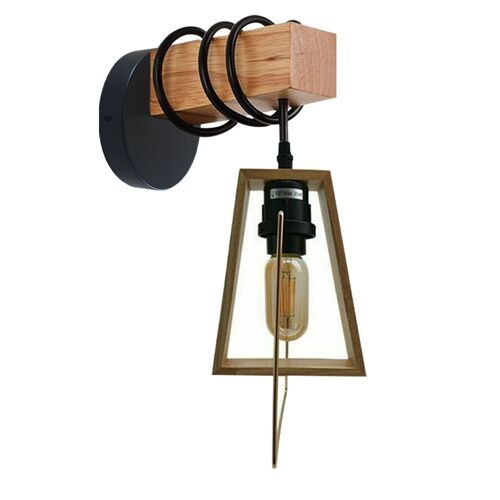 Modern Vintage Retro Industrial Wood Sconce Wall Light Lamp Fitting Fixture~1240 - With Bulb