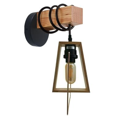 Lámpara de pared de aplique de madera industrial retro vintage moderna ~ 1240 - Con bombilla