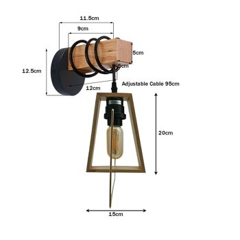 Moderne Vintage Rétro Industrielle Applique Murale En Bois Applique Luminaire ~ 1240 - Avec Ampoule 2