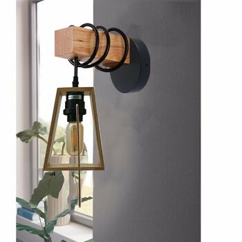 Moderne Vintage Rétro Industrielle Applique Murale En Bois Applique Luminaire ~ 1240 - Avec Ampoule 5