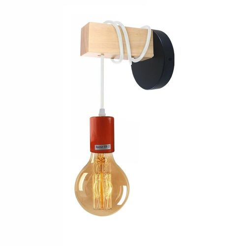 Small Wall Light Fixtures, Bedroom Mount Light，Industrial Farmhouse Hanging Wall Sconce Fixture for Bedroom, Living Room, Reading, Bedside~1241 - With Bulb - Orange