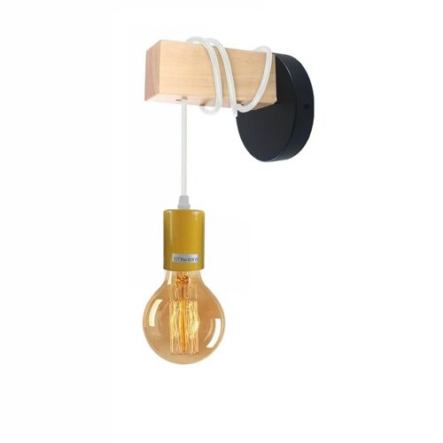Small Wall Light Fixtures, Bedroom Mount Light，Industrial Farmhouse Hanging Wall Sconce Fixture for Bedroom, Living Room, Reading, Bedside~1241 - With Bulb - Yellow