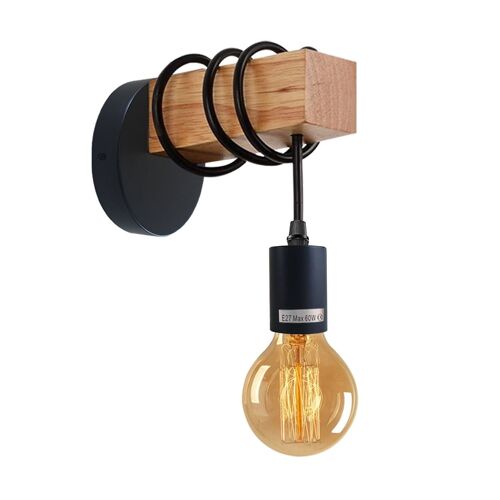 Small Wall Light Fixtures, Bedroom Mount Light，Industrial Farmhouse Hanging Wall Sconce Fixture for Bedroom, Living Room, Reading, Bedside~1241 - With Bulb - Black