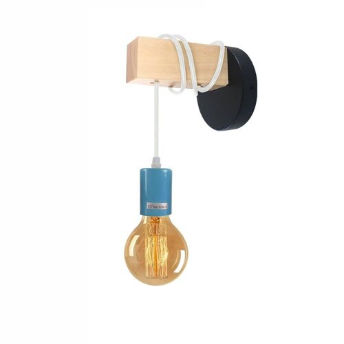 Small Wall Light Fixtures, Bedroom Mount Light，Industrial Farmhouse Hanging Wall Sconce Fixture for Bedroom, Living Room, Reading, Bedside~1241 - With Bulb - Blue