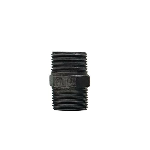 BLACK MALLEABLE IRON PIPE FITTING BSP 3/4" - JOINT CONNECTORS~1247 - Equal hex rot and nut.
