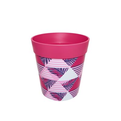Pink geometric, plastic indoor/outdoor pots 22cm x 22cm