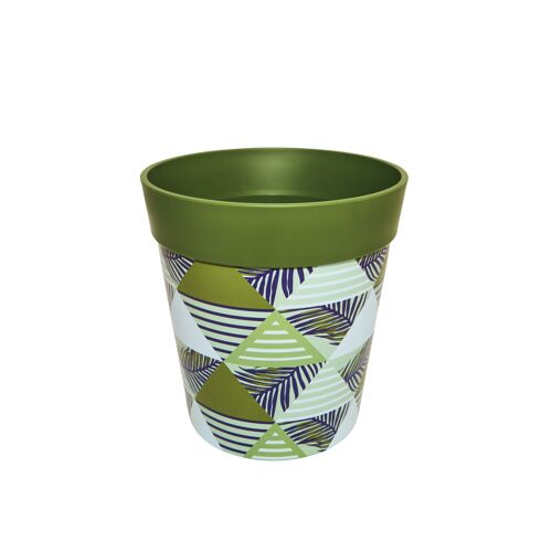 Green geometric, plastic indoor/outdoor pots 22cm x 22cm