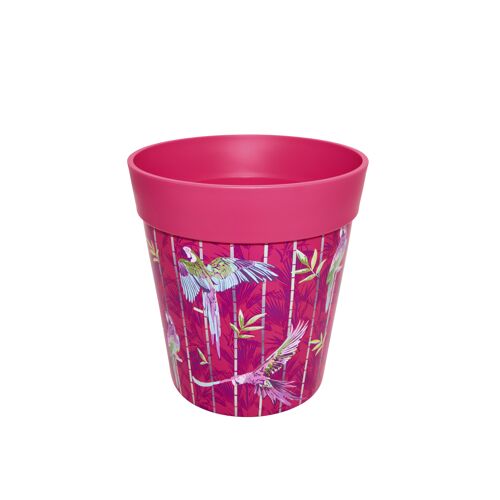 Pink parrots, plastic indoor/outdoor pots 22cm x 22cm