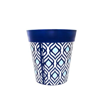 plastique bleu, motif plume de paon, pot intérieur/extérieur moyen 22cm 3