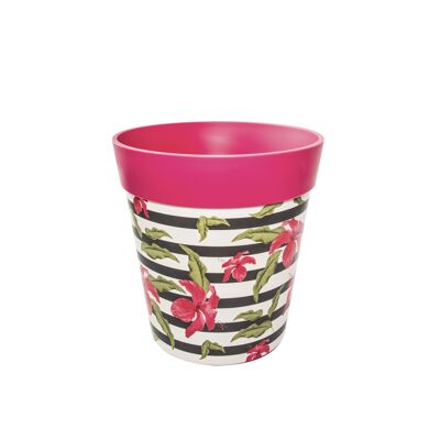 vaso da interno/esterno da 22 cm in plastica rosa 'hibiscus stripe' medio