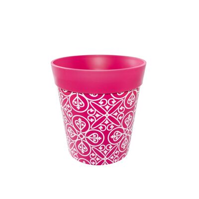 Pink plastic 'Maroc Tile' medium 22cm outdoor/indoor pot