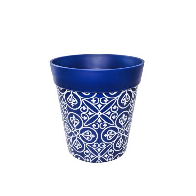 plástico azul, patrón de celosía, maceta mediana para interior/exterior de 22 cm