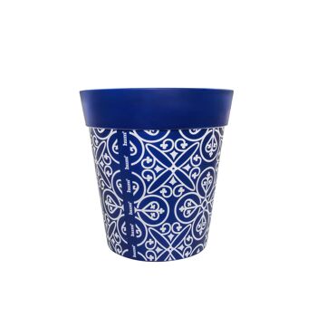 plastique bleu, motif treillis, pot intérieur/extérieur moyen 22cm 3