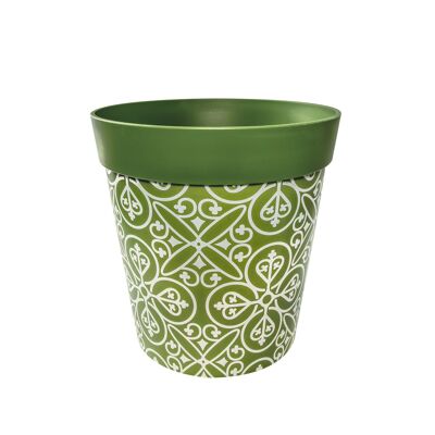 Maceta grande de plástico verde para interior/exterior 'maroc tile' de 25 cm