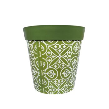 grand pot intérieur/extérieur en plastique vert 'maroc tile' 25cm 3