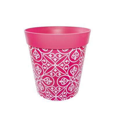 rosafarbener 'Maroc Tile'-Plastiktopf, 25 cm, für den Innen- und Außenbereich