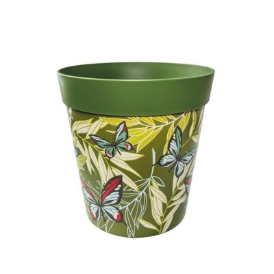 vaso da interno/esterno grande 25 cm in plastica verde 'palme a farfalla'