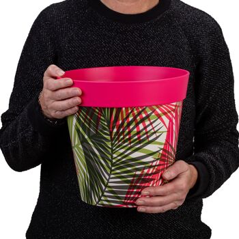 motif feuille de palmier en plastique rose, grand pot intérieur/extérieur de 25 cm 7