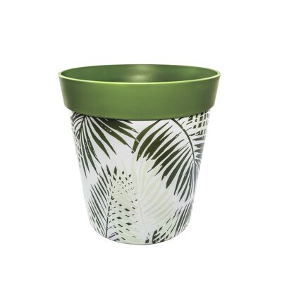 plastica verde scuro, motivo felce, grande vaso da interno/esterno da 25 cm