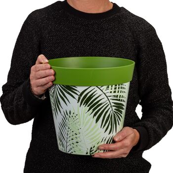 plastique vert foncé, motif fougère, grand pot intérieur/extérieur 25cm 2
