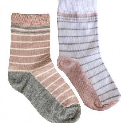 Calzini iN ControL 2 pack STRIPE rosa polvere/bianco