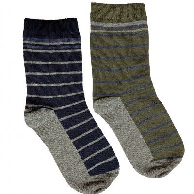 iN ControL 2er-Pack STRIPE-Socken in Marineblau/Khaki