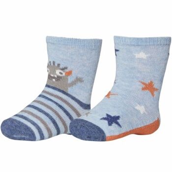 886 lot de 2 chaussettes naissance MONSTER bleu