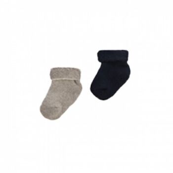 882 Lot de 2 paires de chaussettes nouveau-né TERRY marine/gris