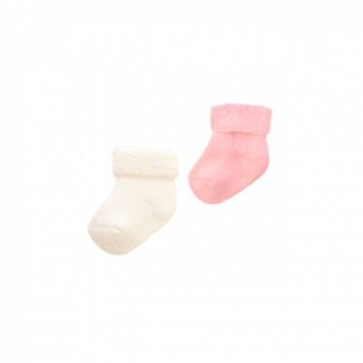 882 Pack 2 calcetines recién nacido TERRY blanco roto/rosa