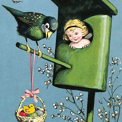 birdhouse postcard