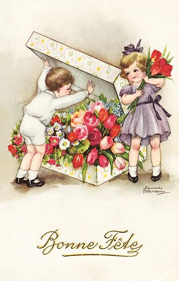 Carte postale boîte de fleurs