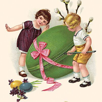 Postkarte mit grünem Ei