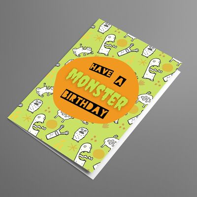 Monster birthday | A5 handmade printed greeting card